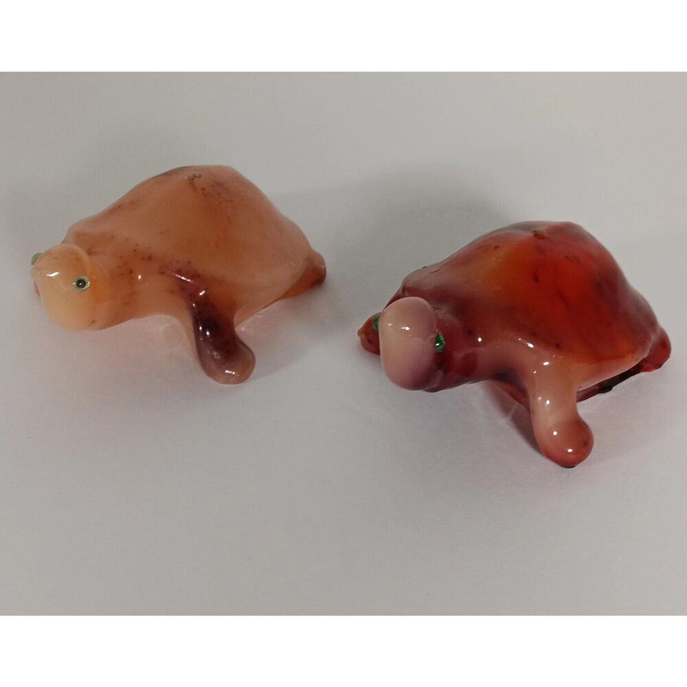 Vintage Turtle Candle Glazed Wax Plastic Eyes Luccia Miami FL Lot of 2